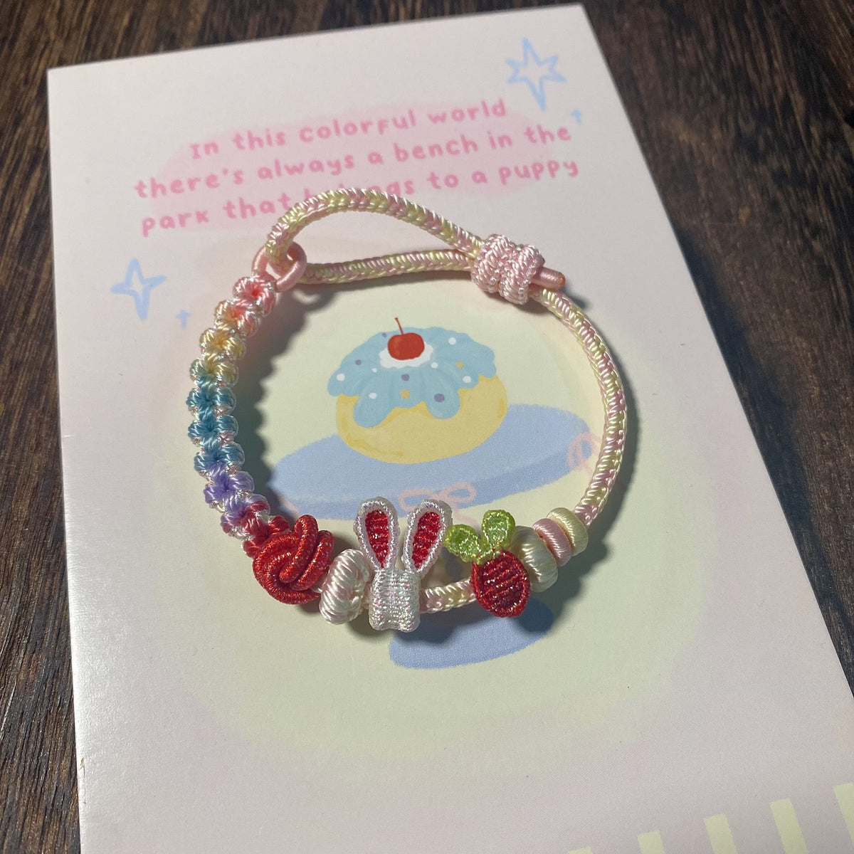 Handwoven Rainbow Charm Bracelet