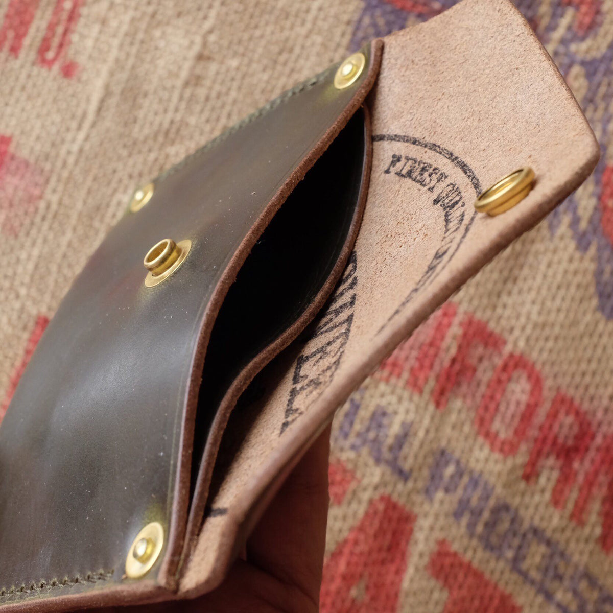 Leather Wallet with Brass Snap Closure