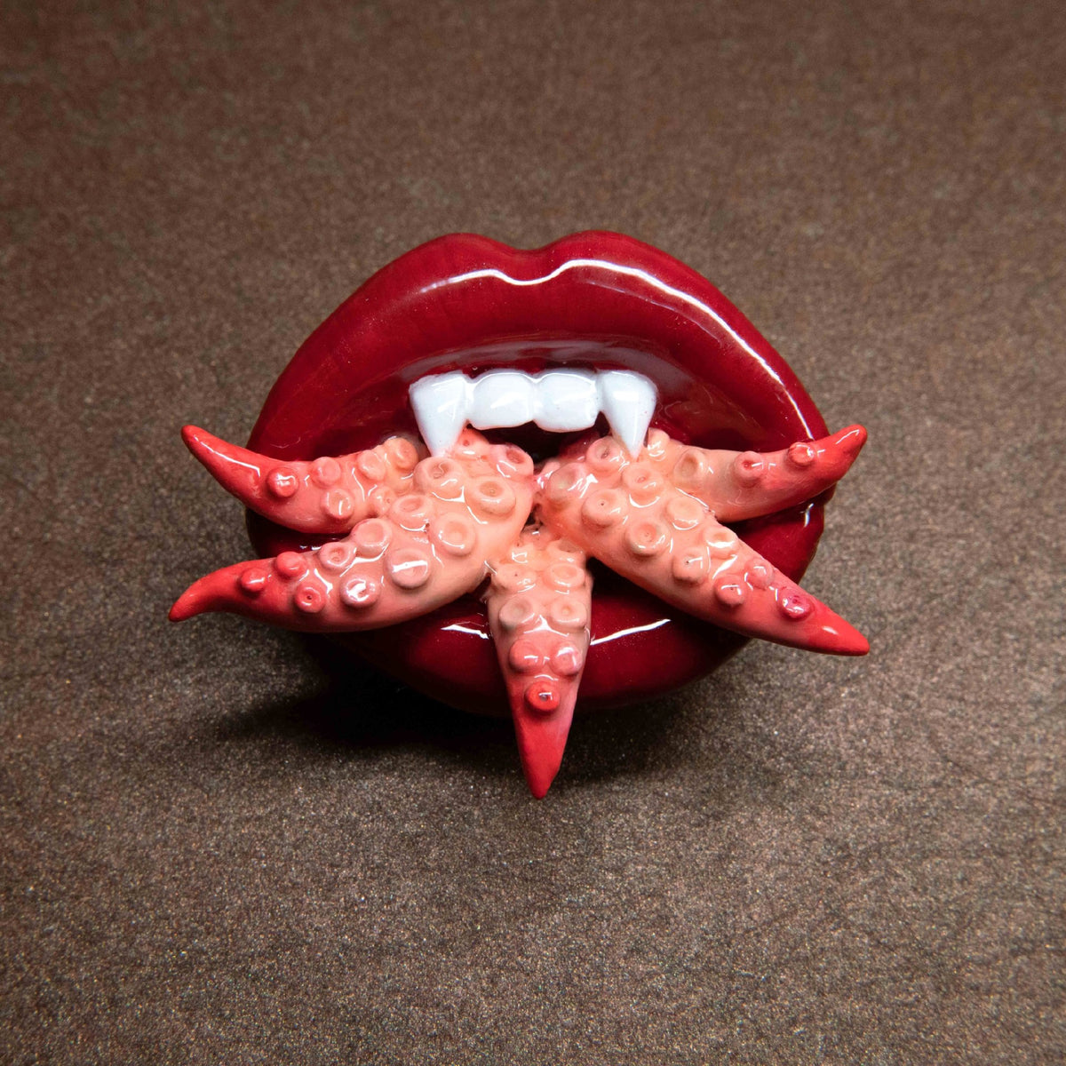 Crimson Lips Tentacle Pendant Necklace