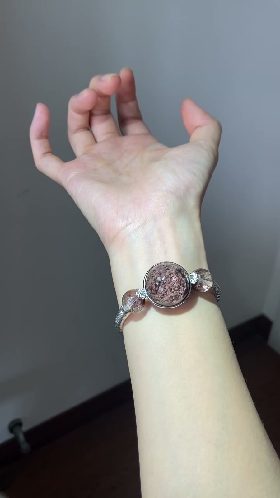 Pink Phantom Quartz Half Bangle Bracelet