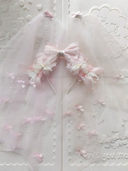 Lolita Pearl Bow Headband with Detachable Veil