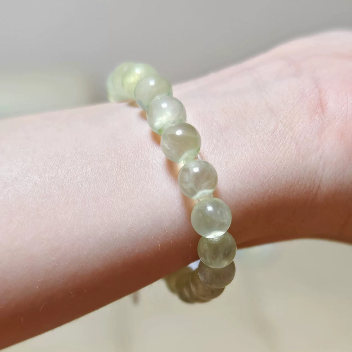 Braccialiale in Prehnite Naturale Verde Pallido