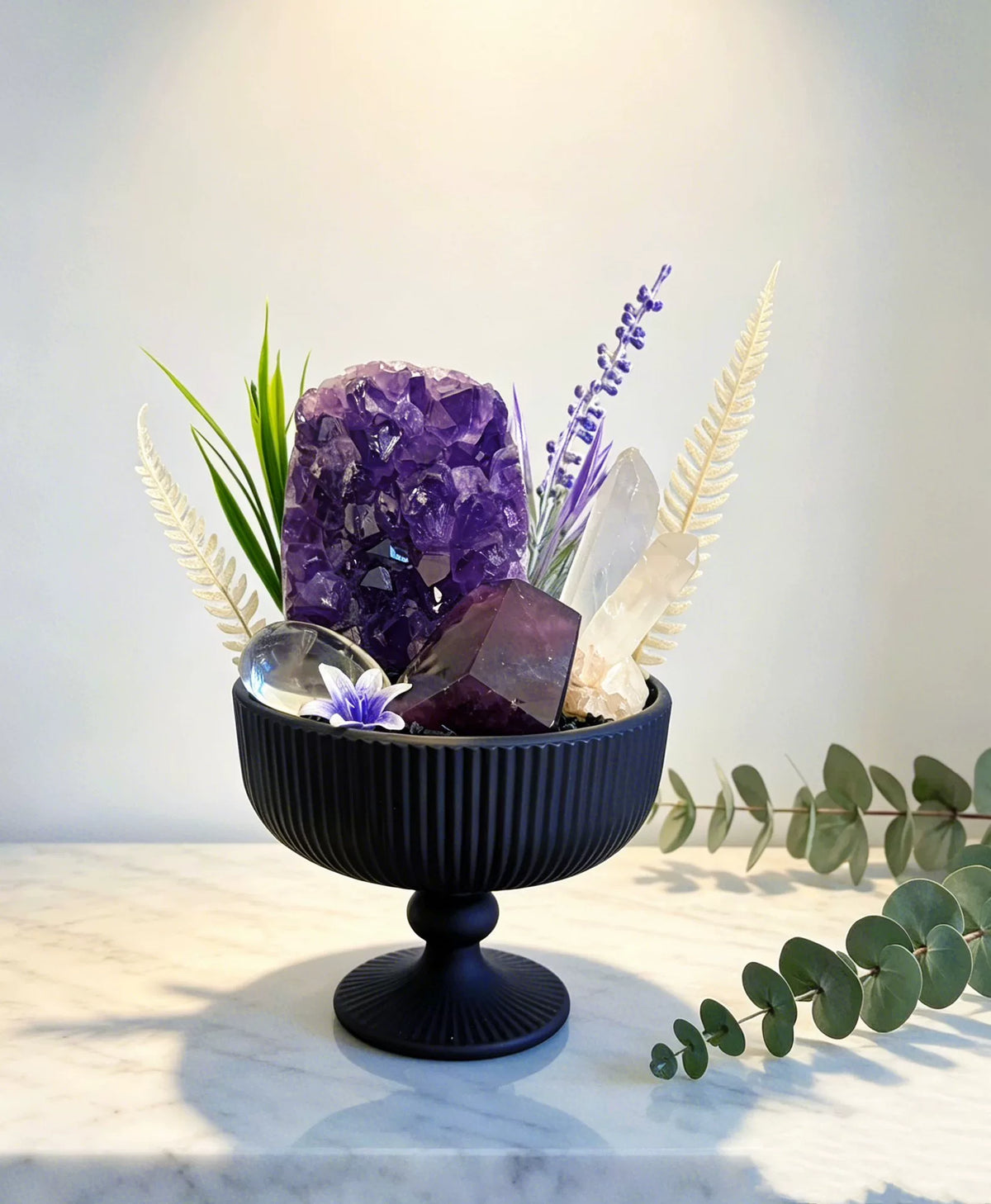 Crystal Bonsai With Amethyst Cluster