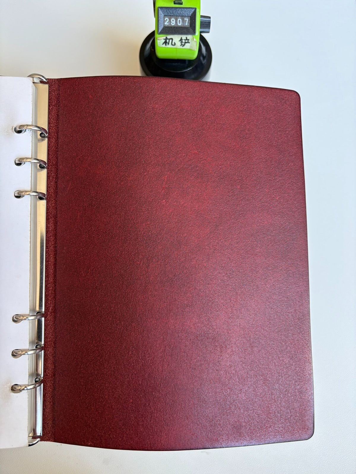 Handmade A5 Leather Ring Binder Wine Red