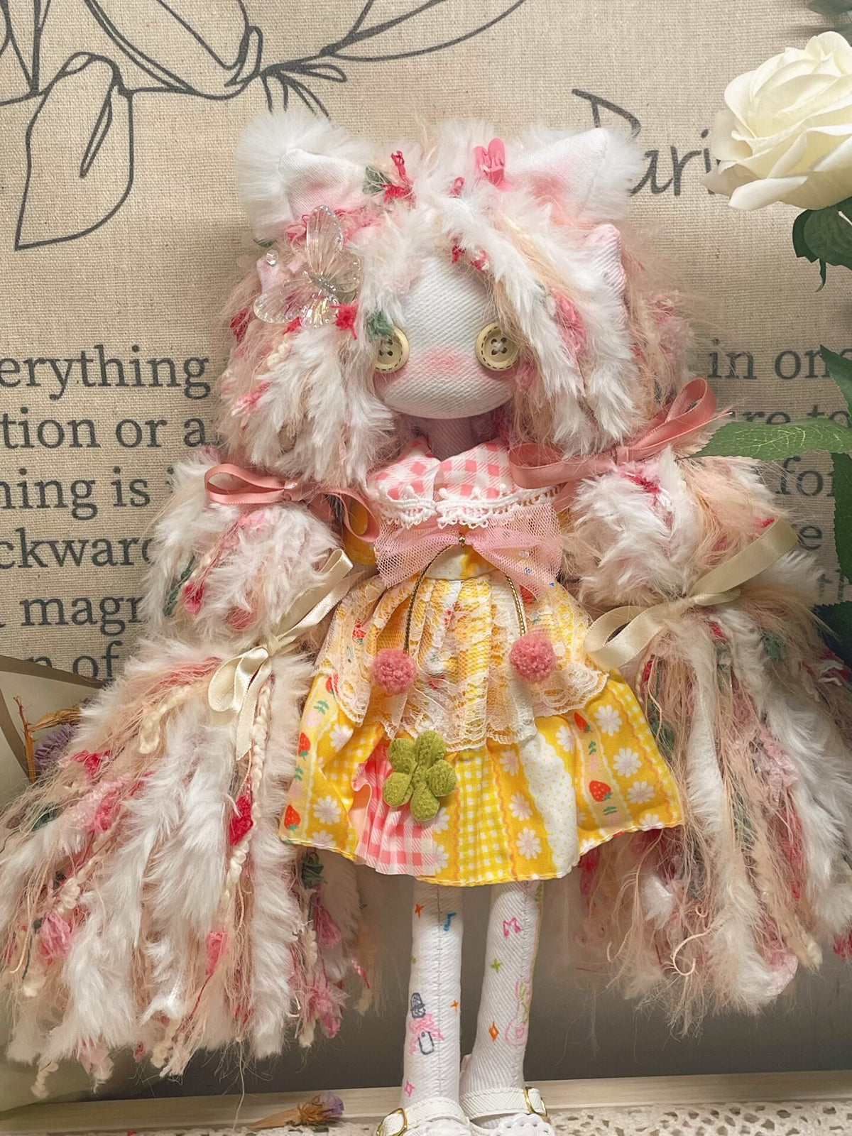 Handmade Button Eye Cat Doll