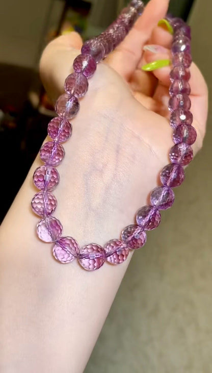 Amethyst Faceted Bead Necklace 10mm 40cm