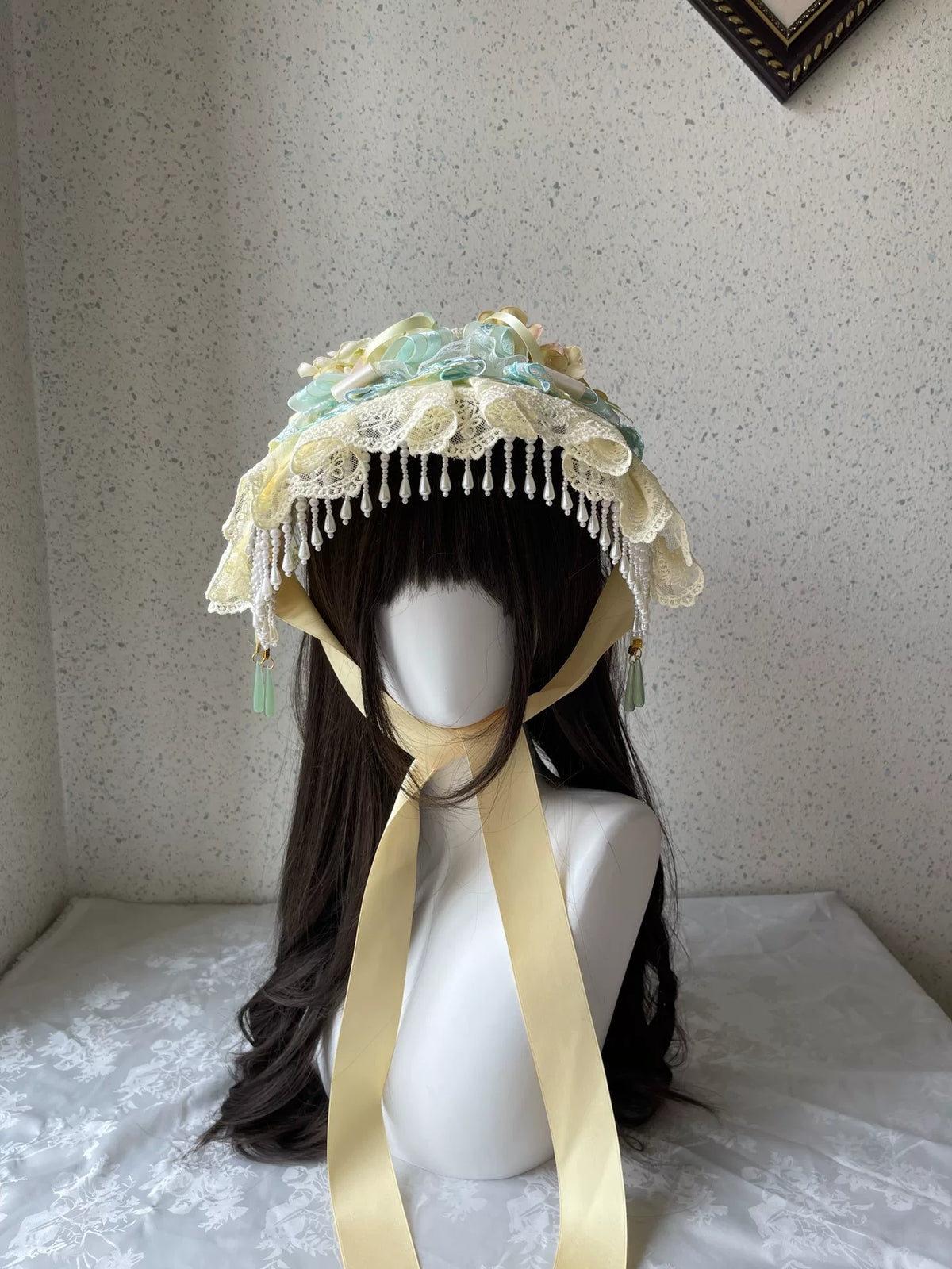Handgakte Lolita Lace Flat Bonnet Hoed