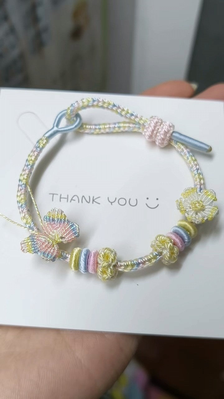 Handwoven Bracelet with Adjustable Sliding Knot
