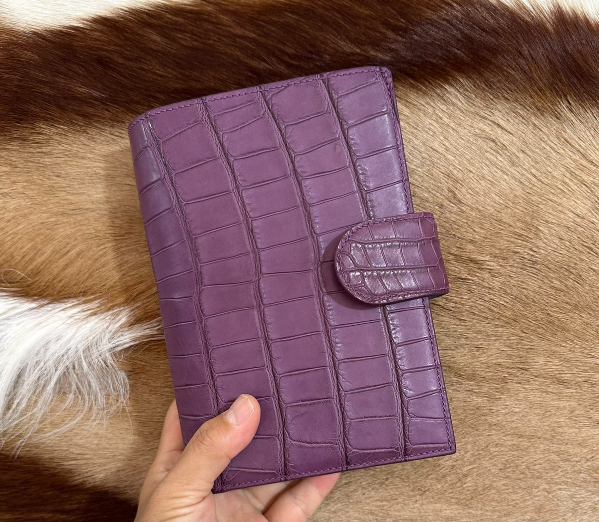 Handmade Purple Alligator Leather A6 Journal Cover