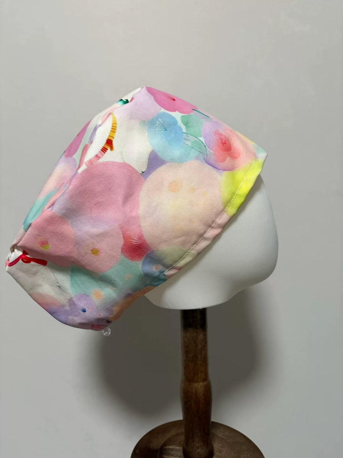 Cotton Canvas Cat Floral Scrub Cap