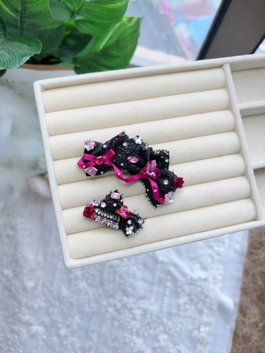 Black Bow Hair Clip Set for Small Dogs