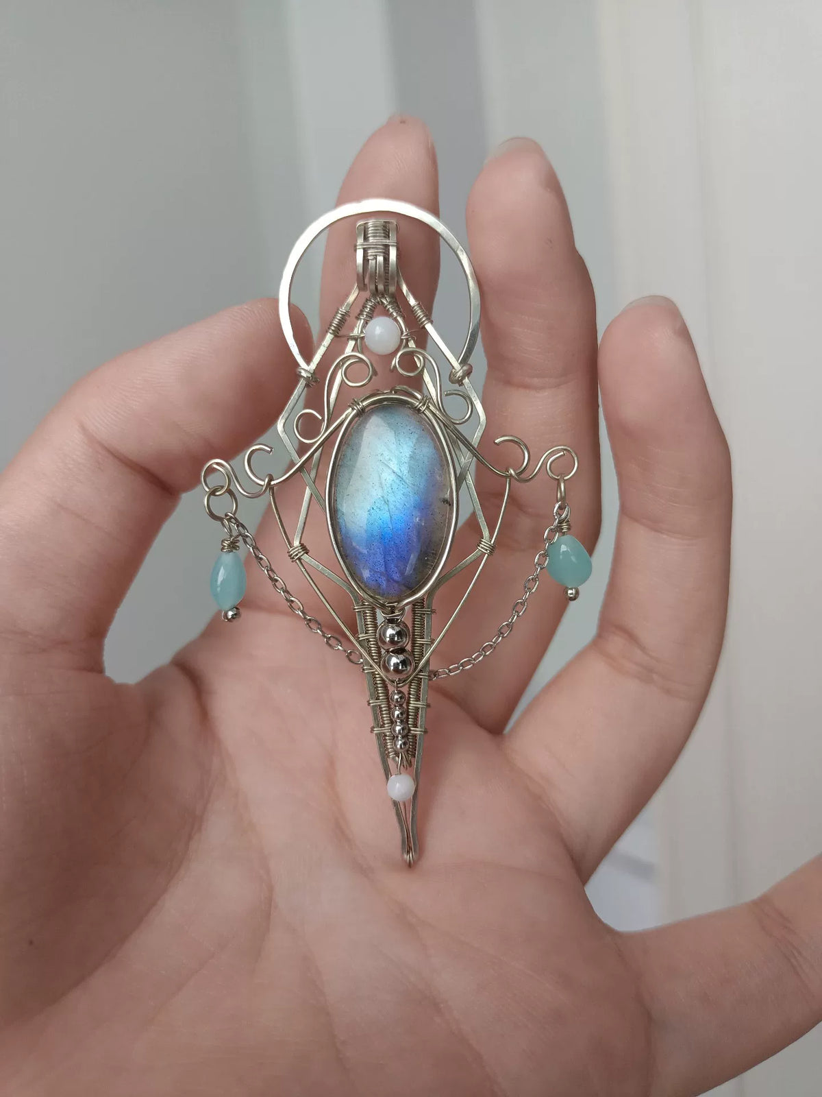 Pendente in Labradorite Avvolto in Filo