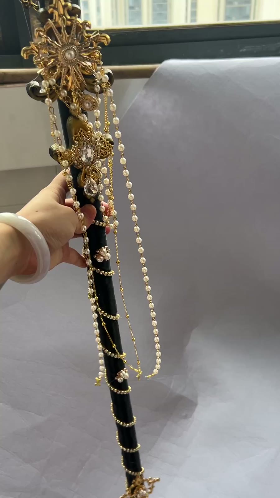 Lolita Black Gold Angel Wing Scepter Staff