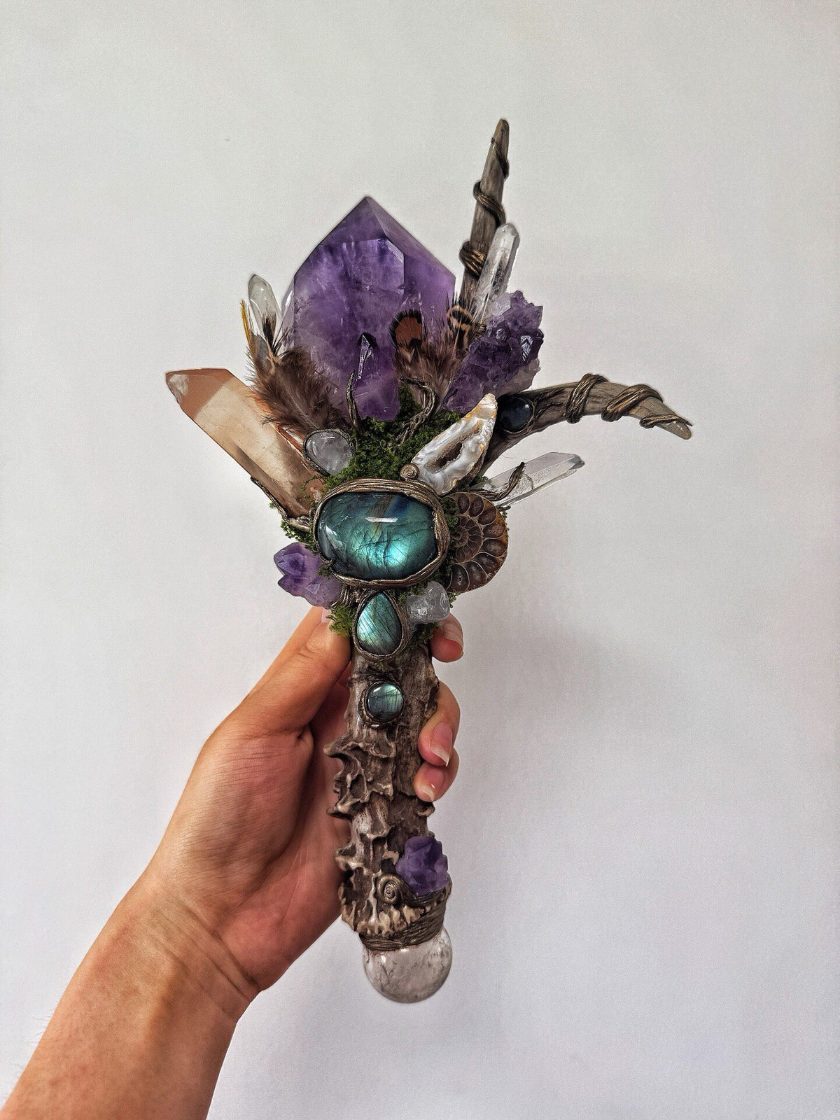 Amethyst Witch Antler Wand