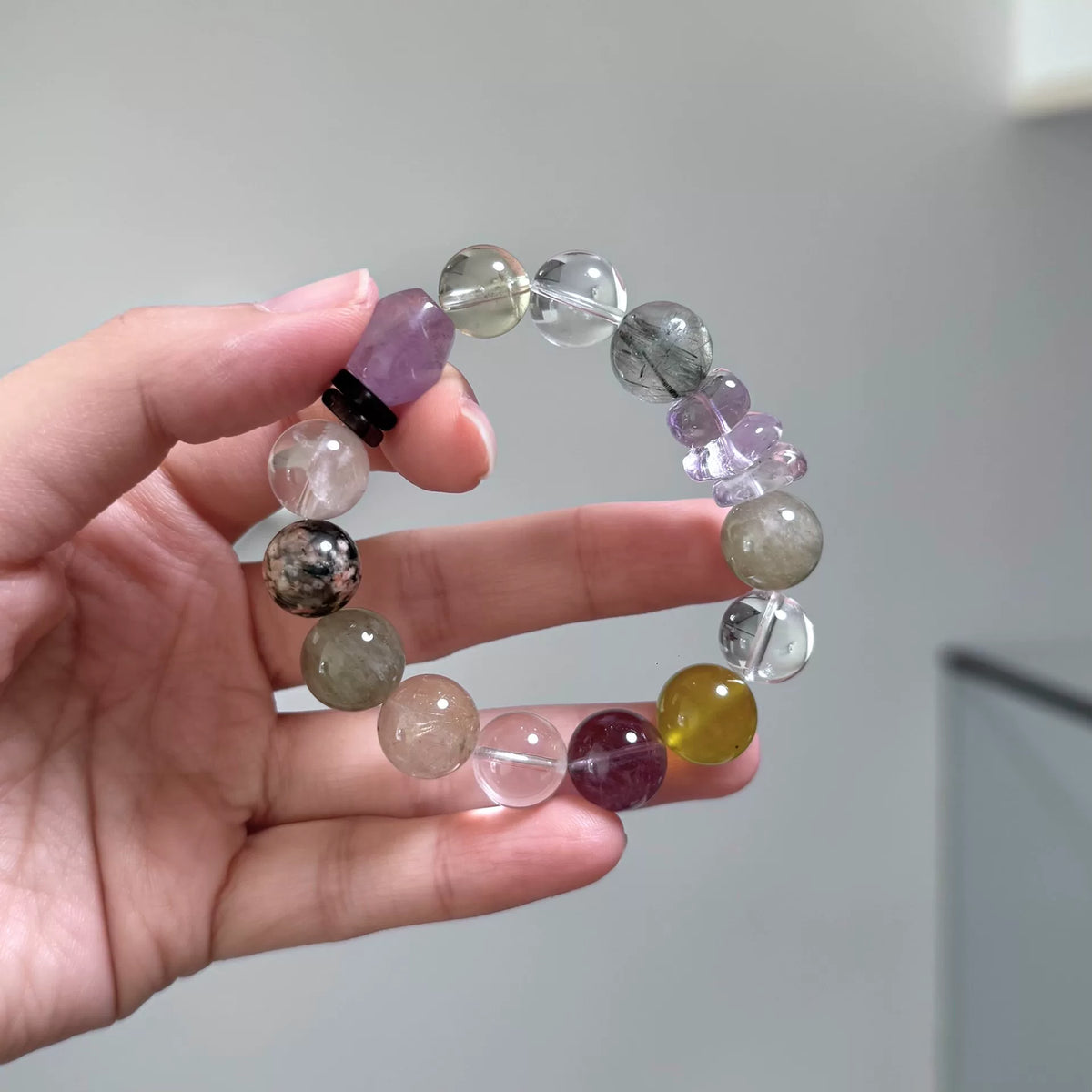 Pulseira de Cristal de Quartzo Verde Rutilado