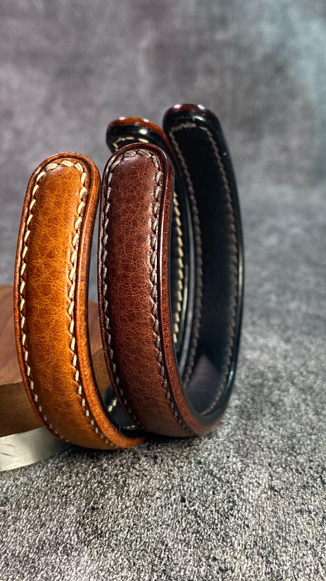 Vintage Leather Cuff Bracelet Vegetable Tanned