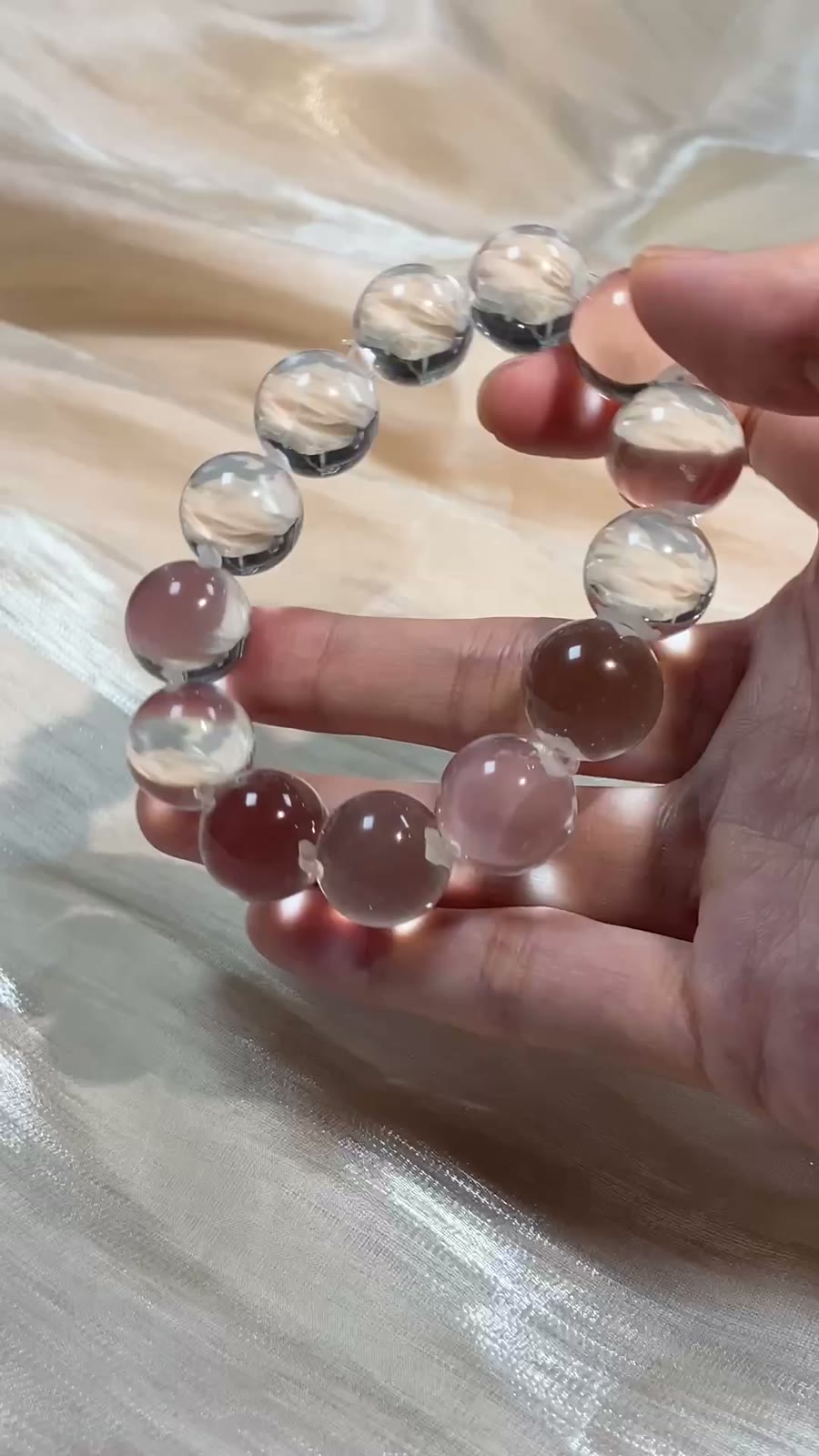 Natural White Quartz Beaded Bracelet 15mm