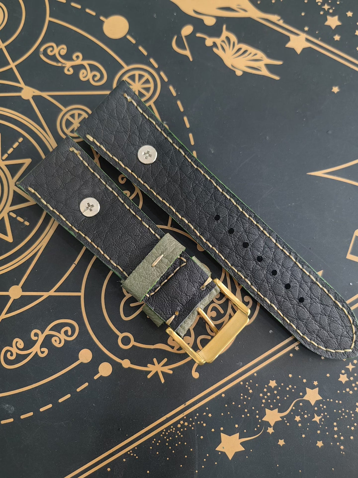 Vintage Green Ostrich Leather Watch Strap 24mm