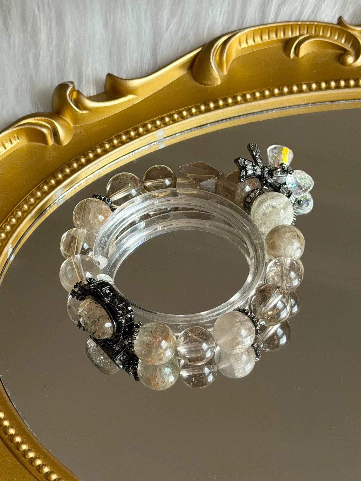 Natürliches Rauch-Phantom-Quarz Kristallarmband