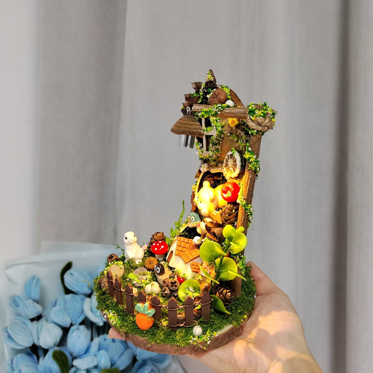 Handcrafted Seed Pod Forest Cottage Diorama