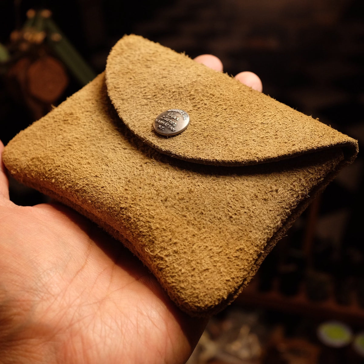 Suede Leather Pouch with Magnetic Closure