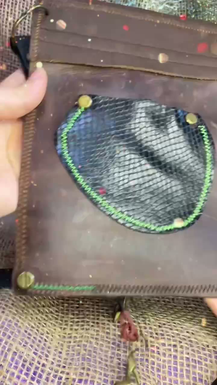 Handmade Leather Crossbody Bag with Applique Face
