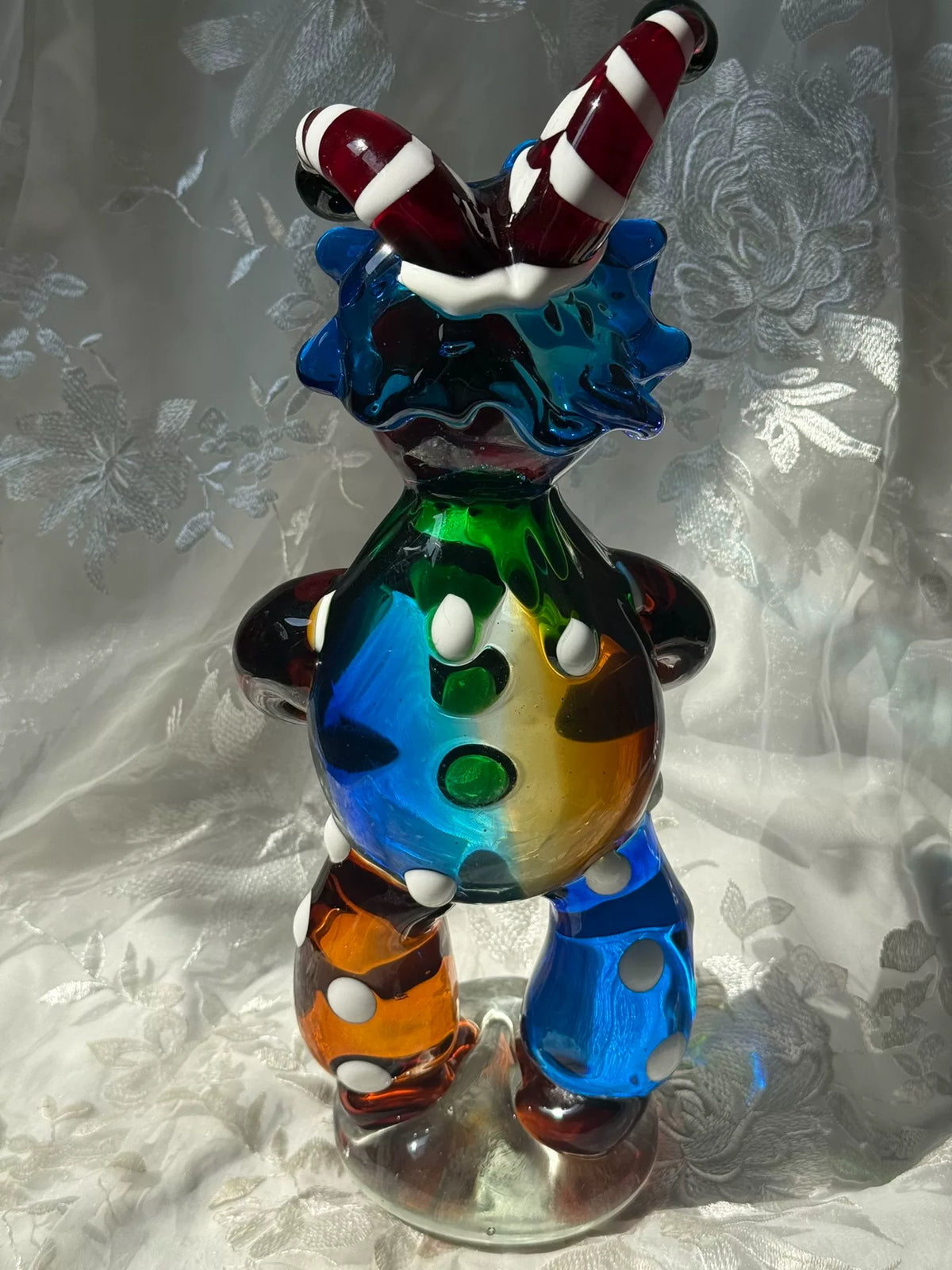 Statuina Clown in Vetro di Murano Vintage con Cappello