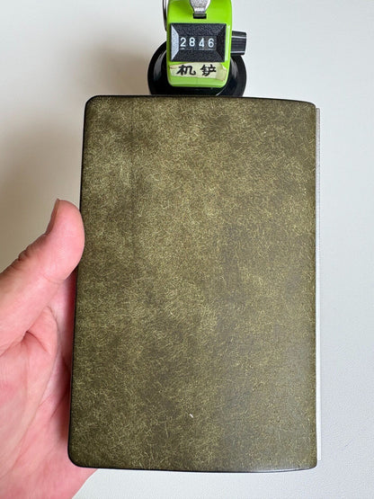 Olive Green A7 Leather Ring Binder Notebook with Metal Binding