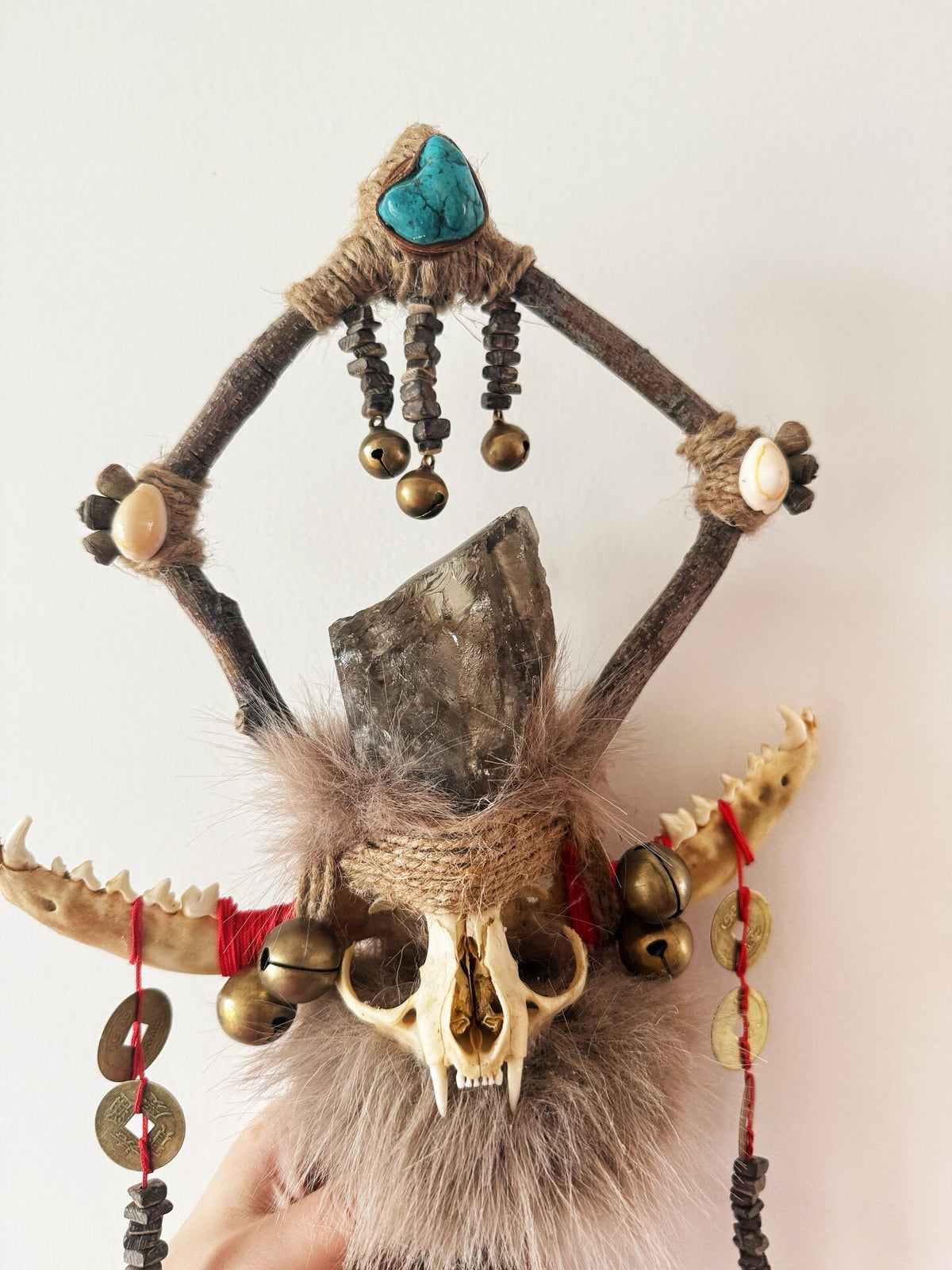 Shamanic Antler Staff with Raw Tea Crystal