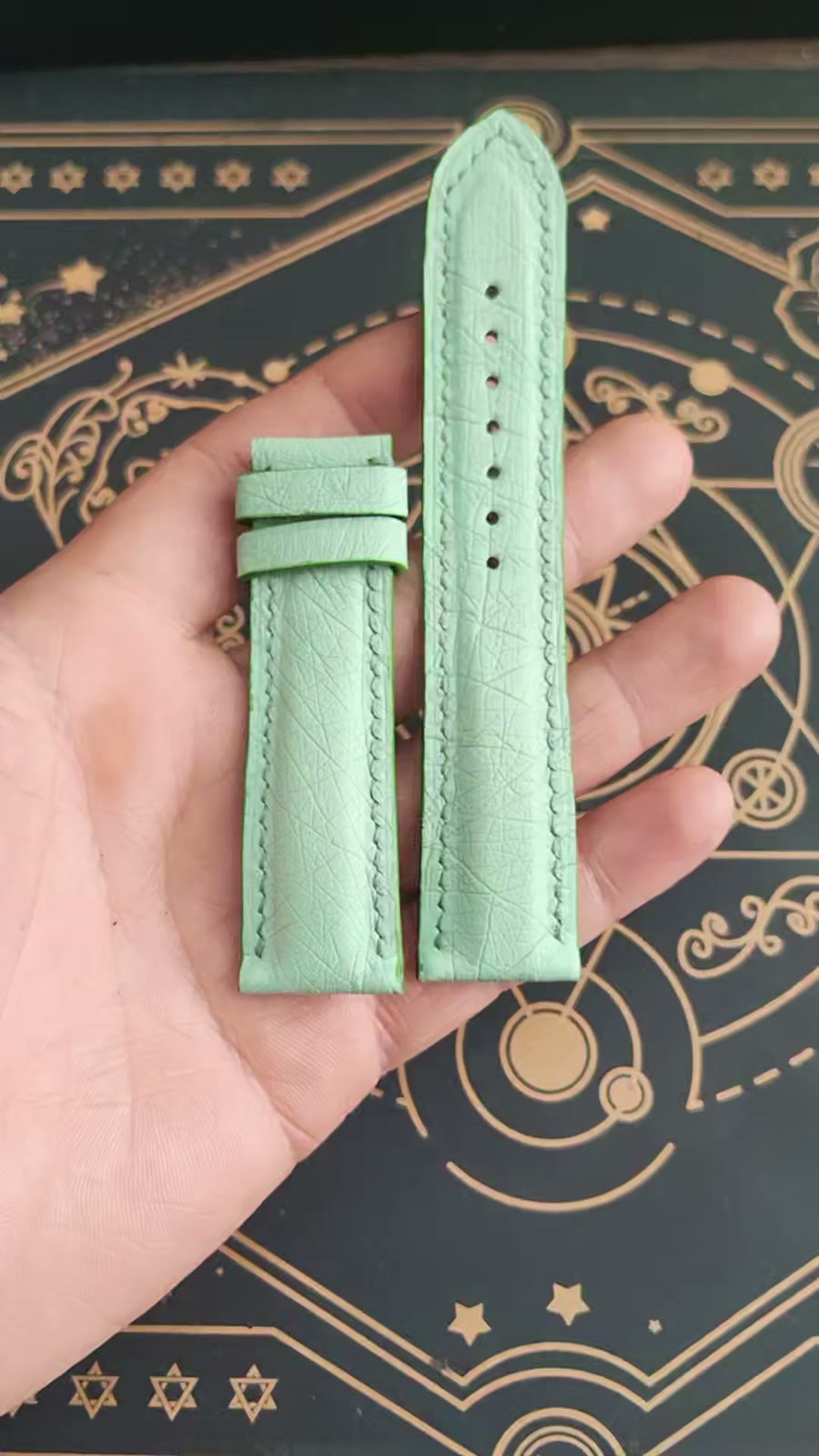 Handmade Ostrich Leather Watch Strap Apple Green