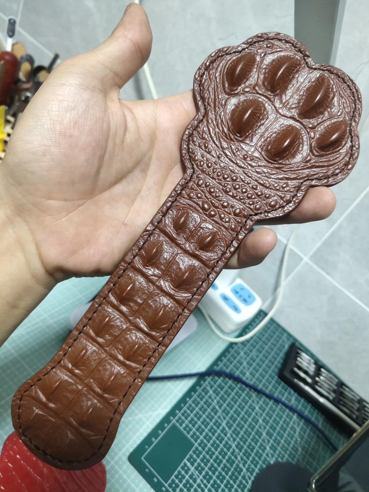 Handcrafted Cowhide Leather Cat Paw Paddle