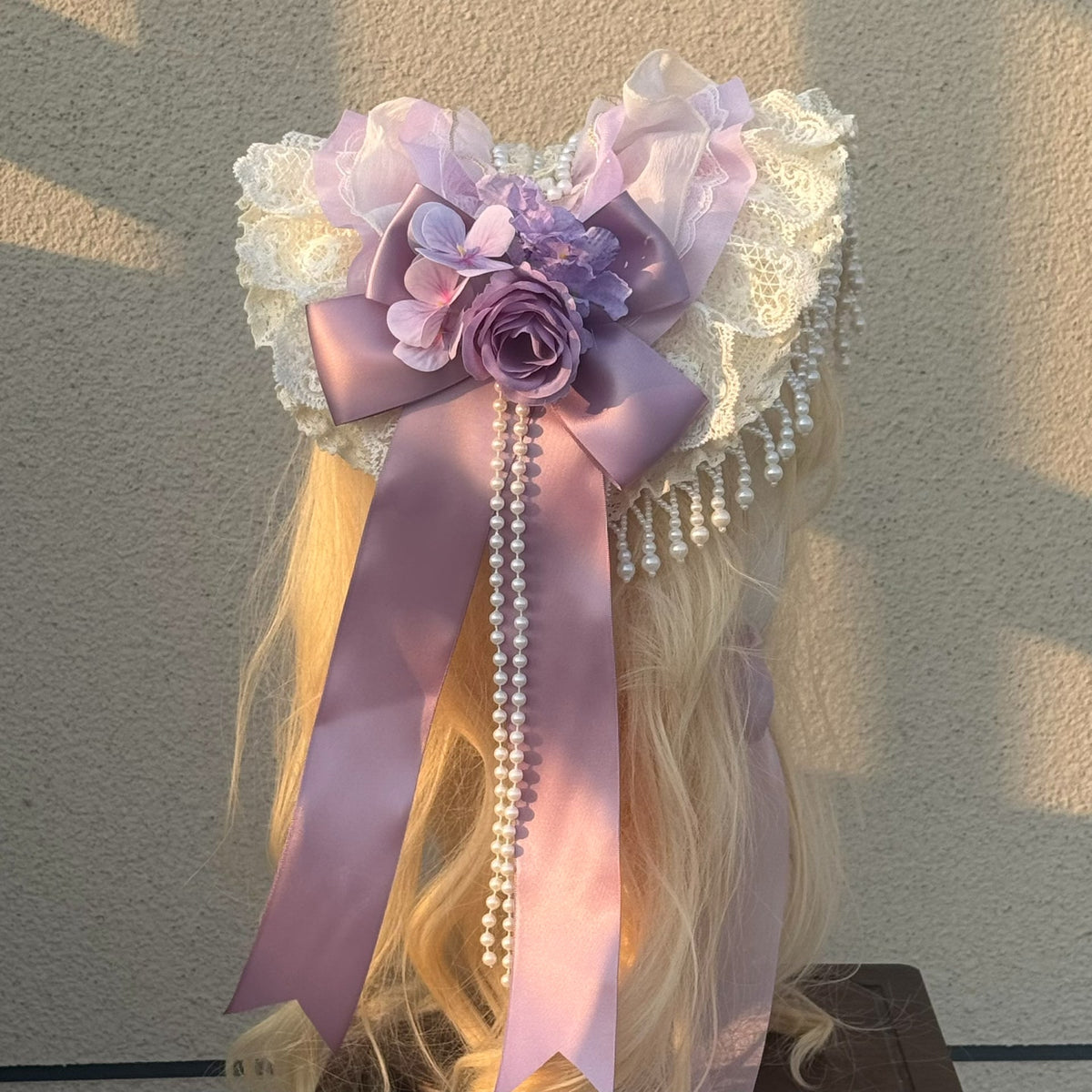 Handmade Lolita Bonnet Purple Lace BNT