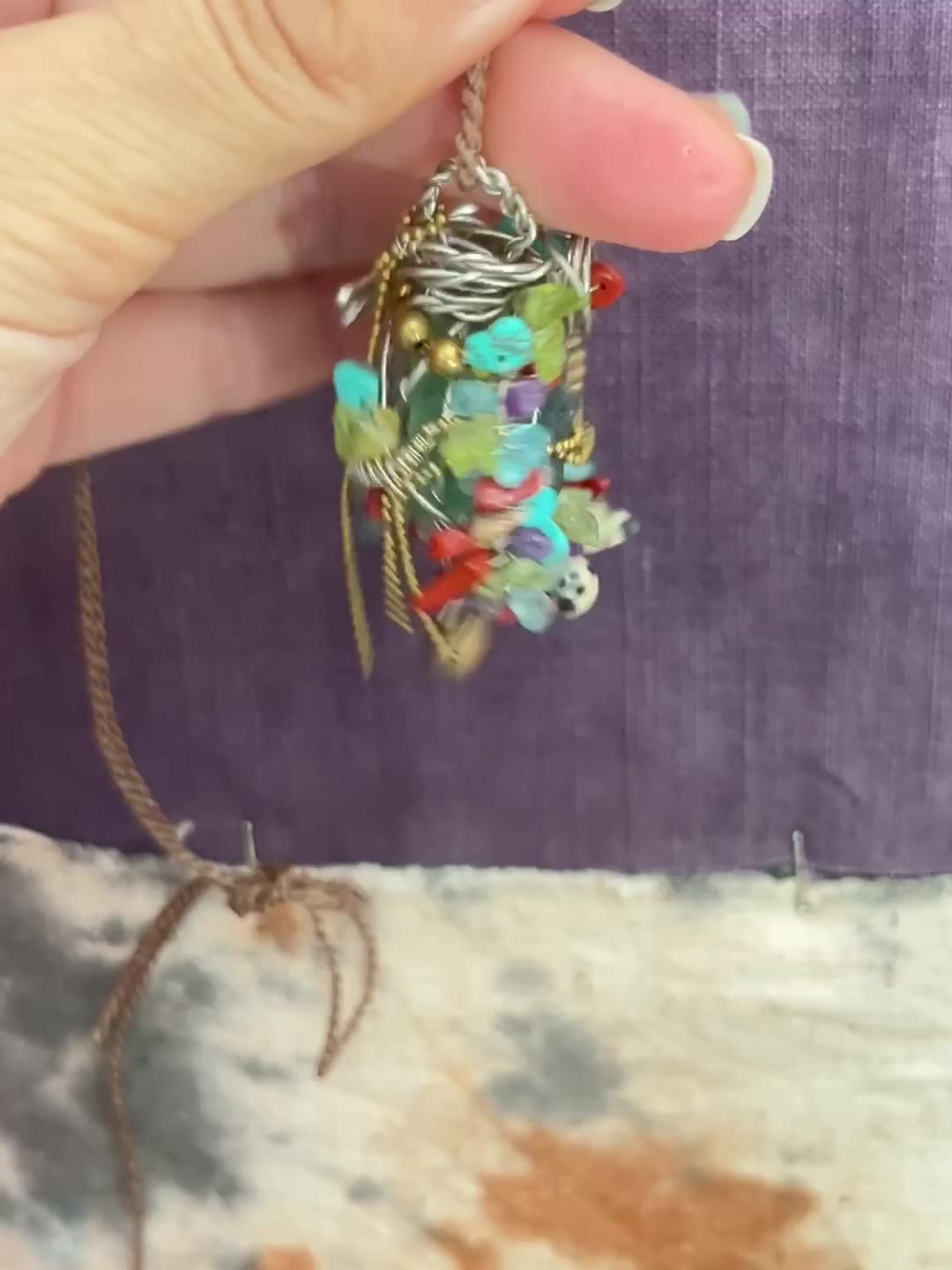 Handmade Copper Wire Wrapped Green Fluorite Pendant