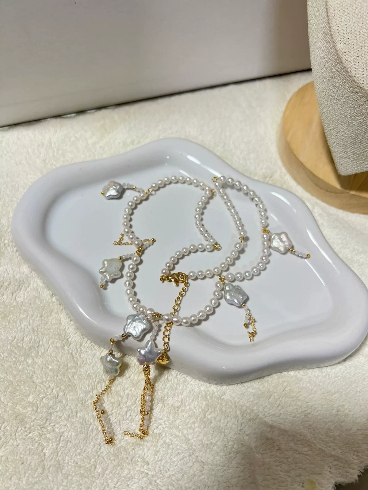 Freshwater Pearl Star Charm Necklace