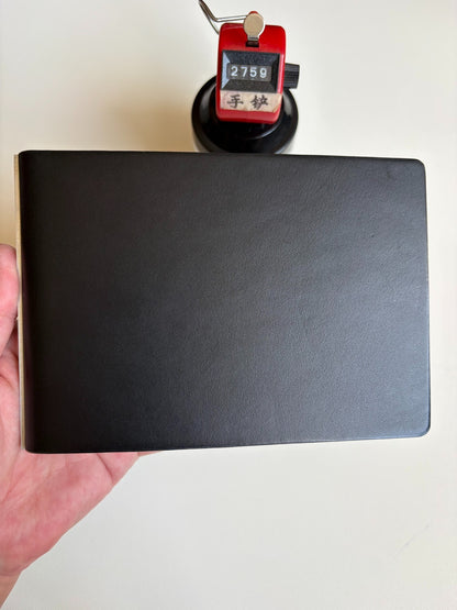 Black Leather Ring Binder Notebook, M5-13 Ring, 148 x 105 mm
