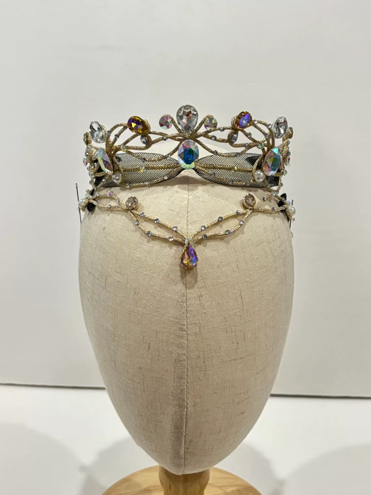 Gold Tone Beaded Ballet Crown Tiara