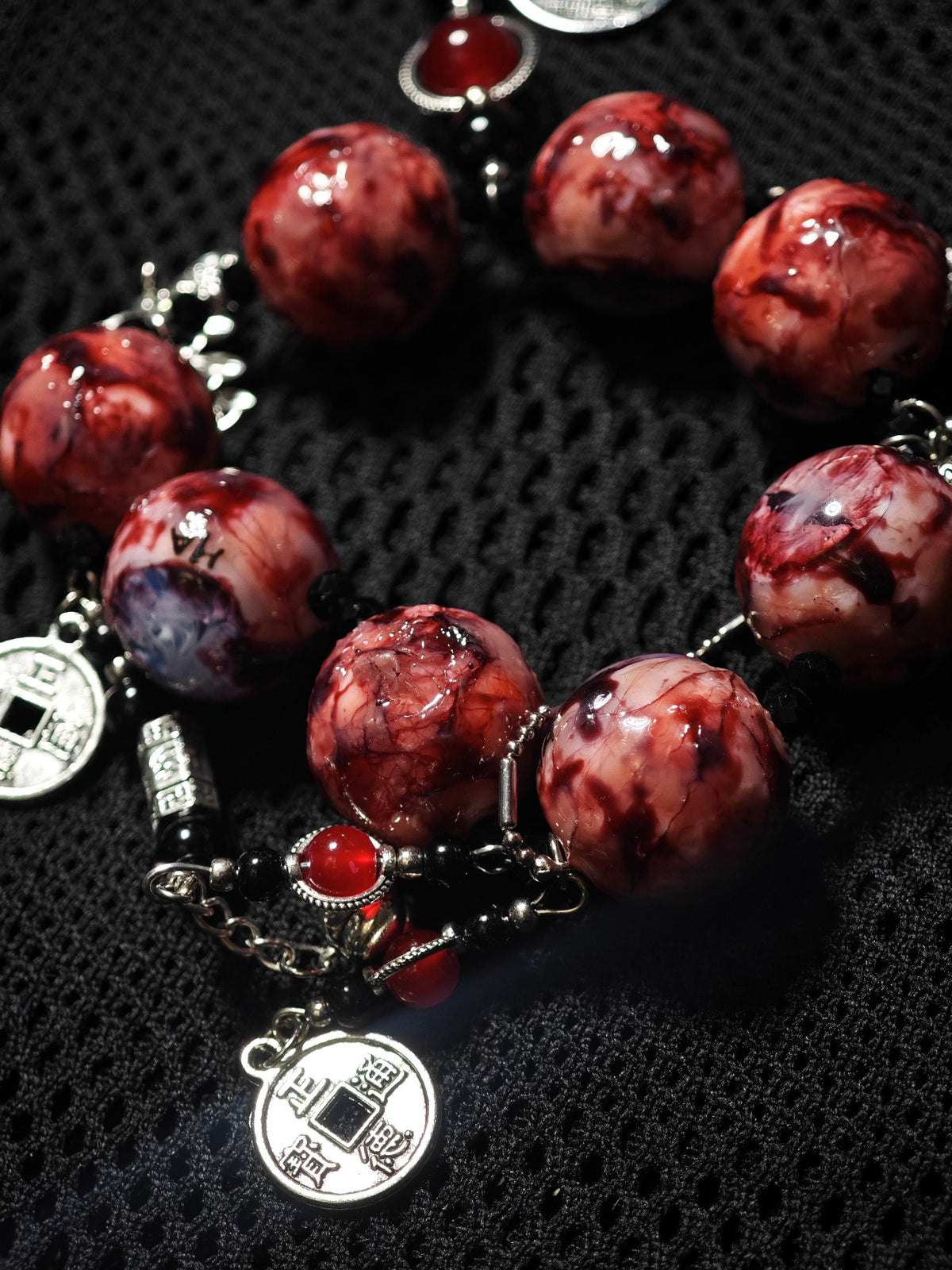 Eyeball Bead Bracelet Dark Resin Eyes