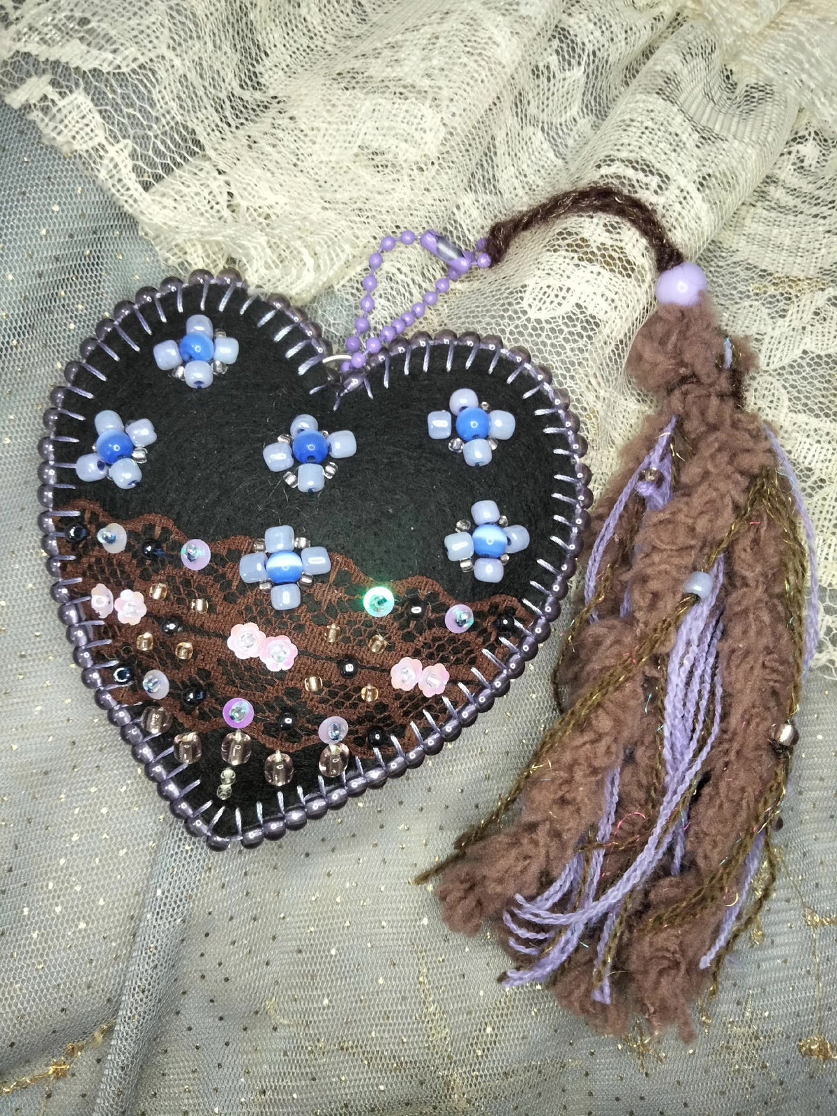 Handmade Felt Heart Pendant 8 cm