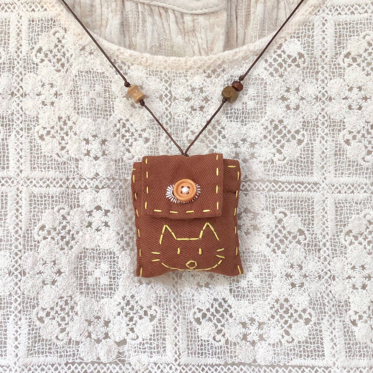 Handmade Cotton Cat Storage Pouch