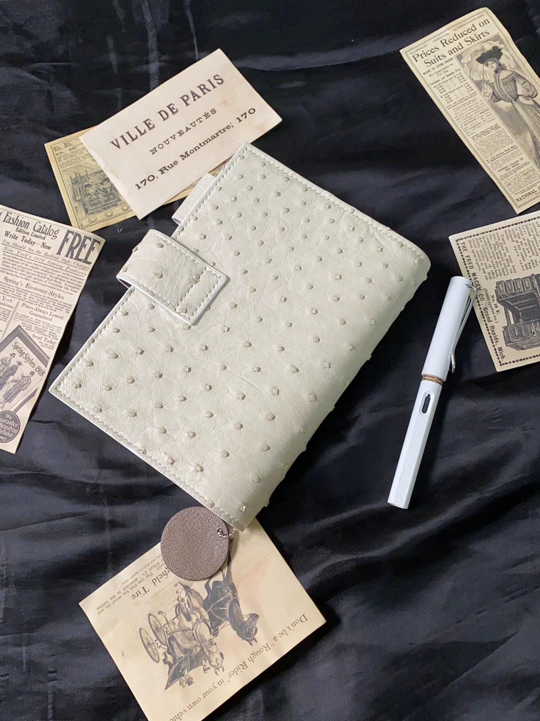 South African Ostrich Leather Ring Binder Notebook