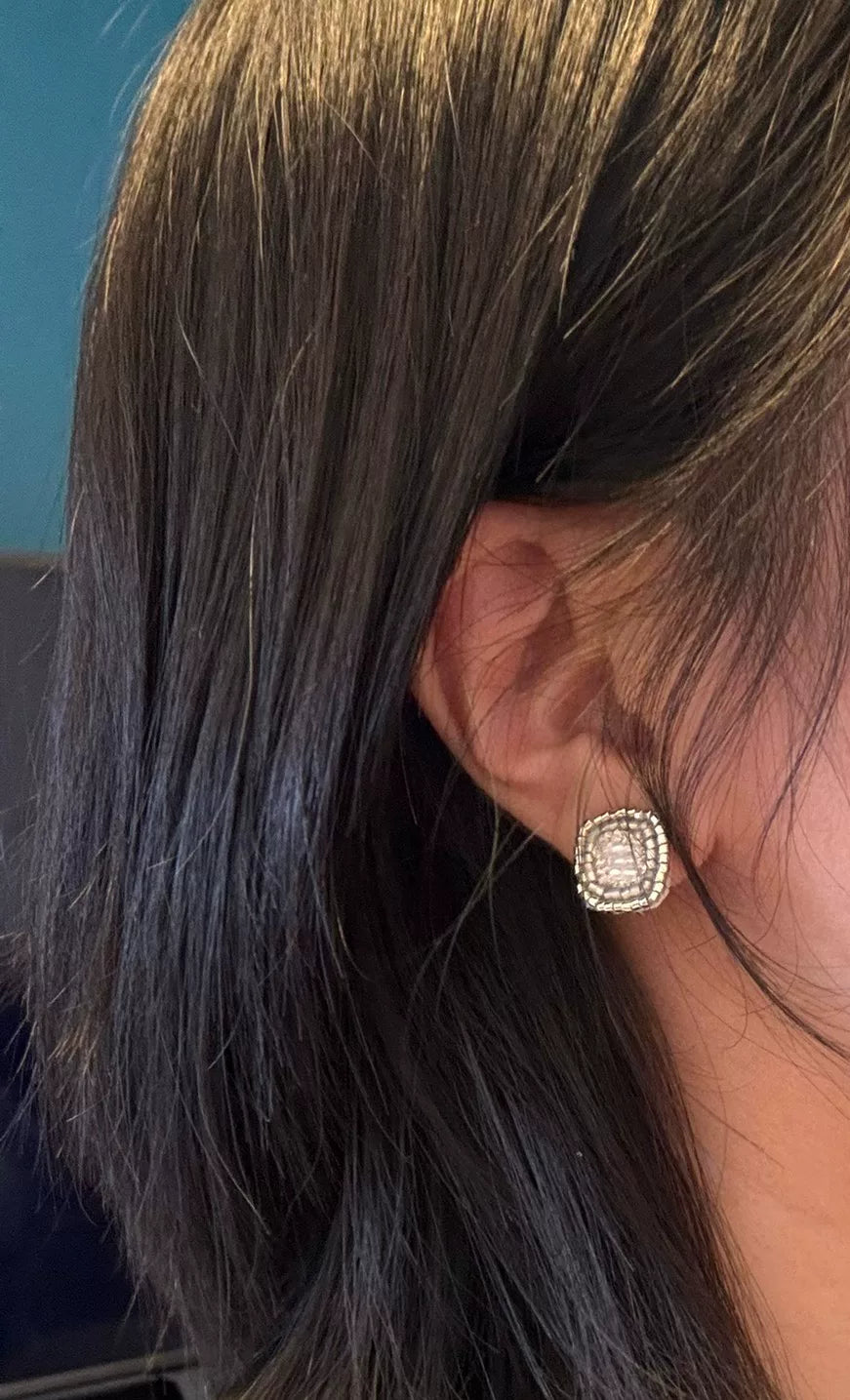 Silver Miyuki Bead Square Stud Earrings