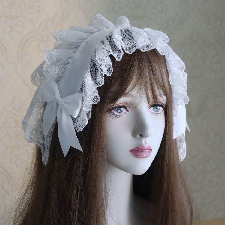 Gothic Lace Headband Ribbon Bow Tulle