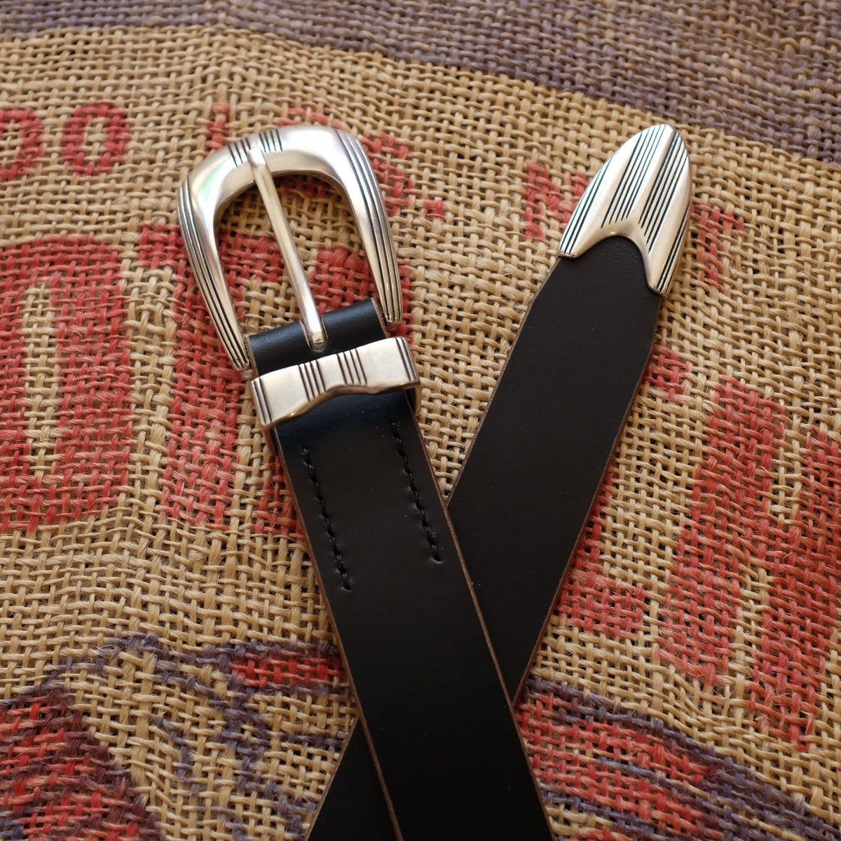 Horween Leather Belt Set Silver Plated