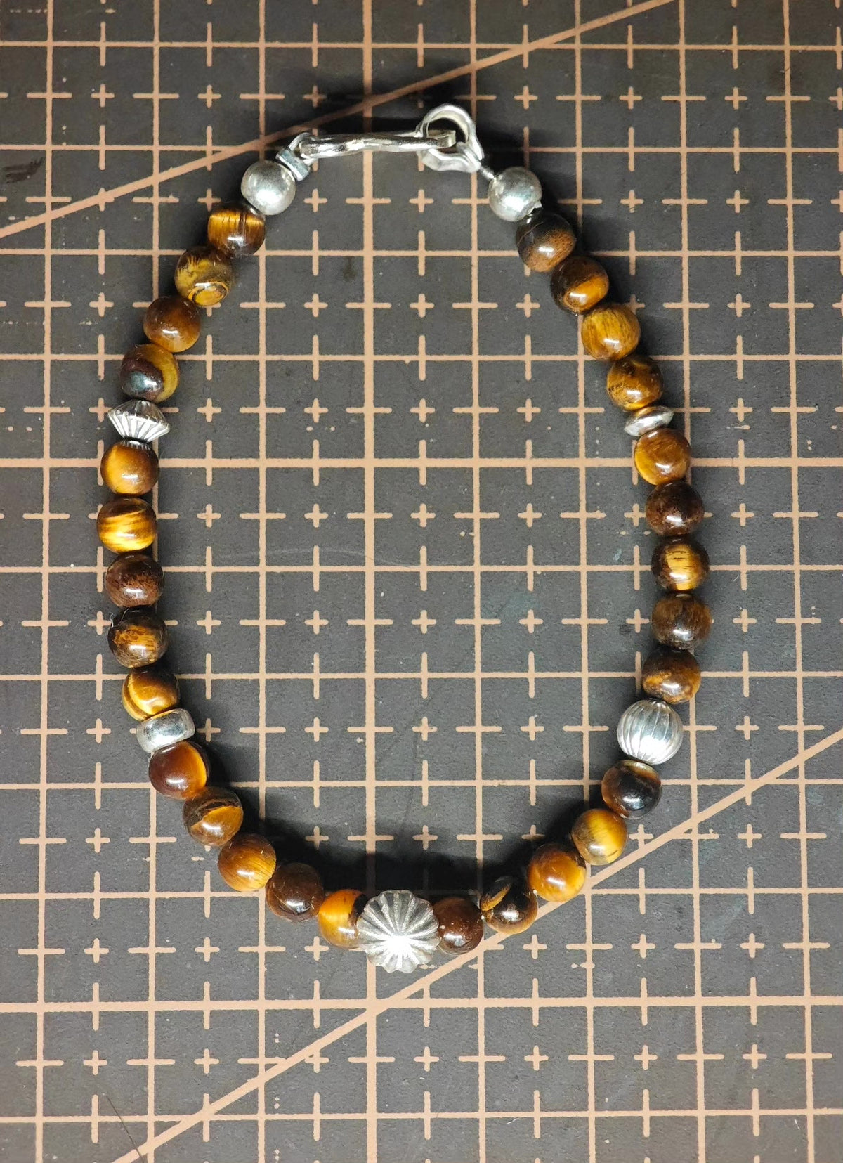 Pulsera de cuentas de ojo de tigre y plata de ley 925