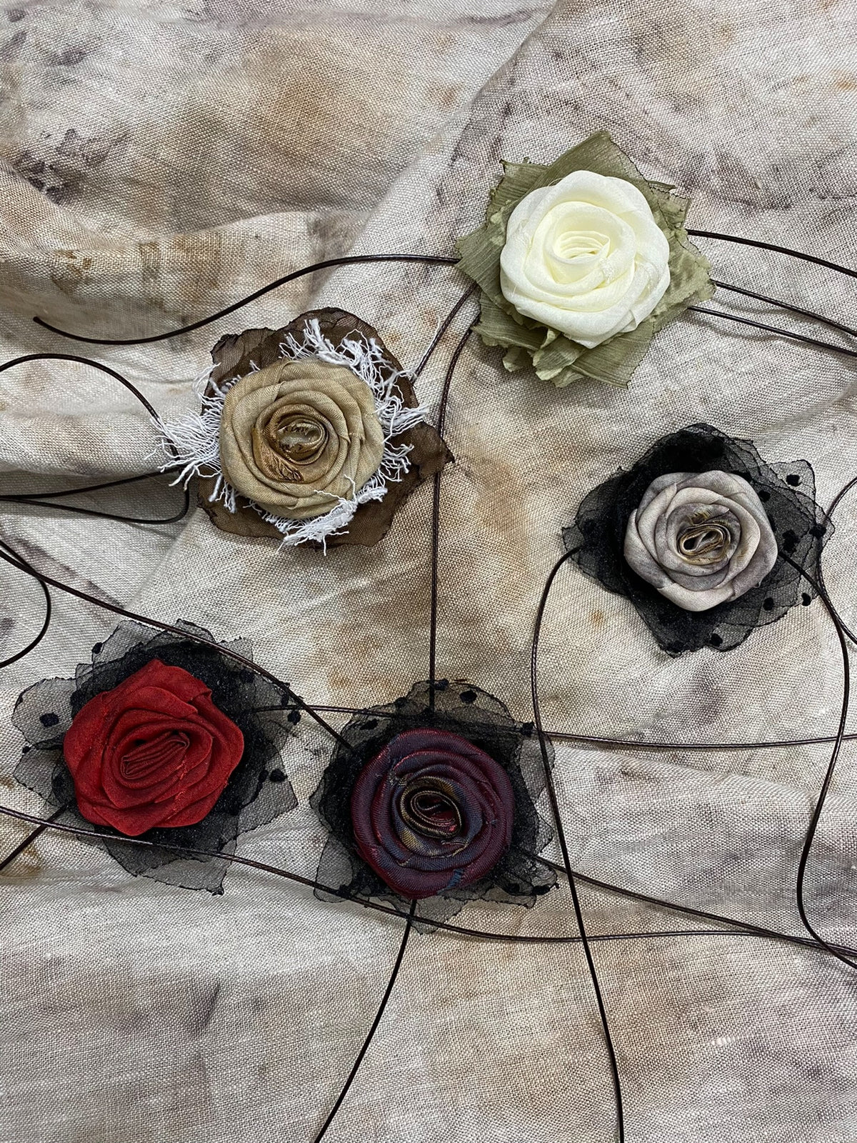 Handmade Fabric Rose Neck Ornament