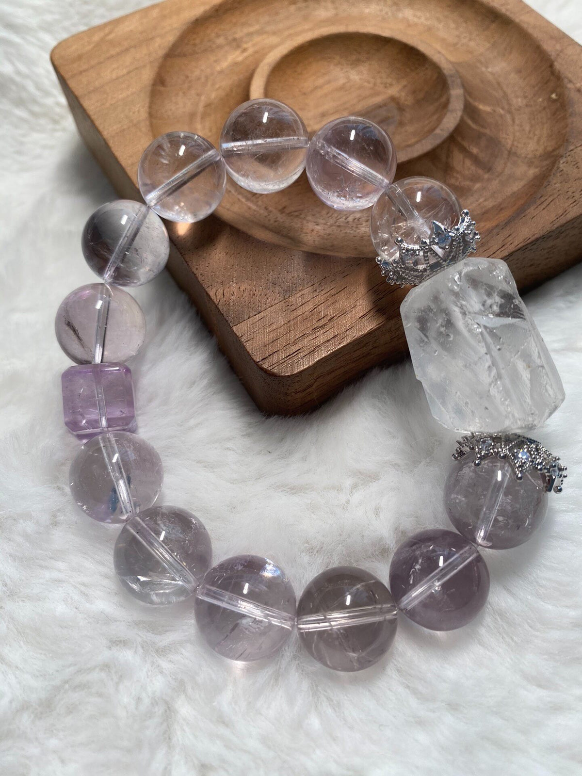 Purple Amethyst Crystal Beaded Bracelet