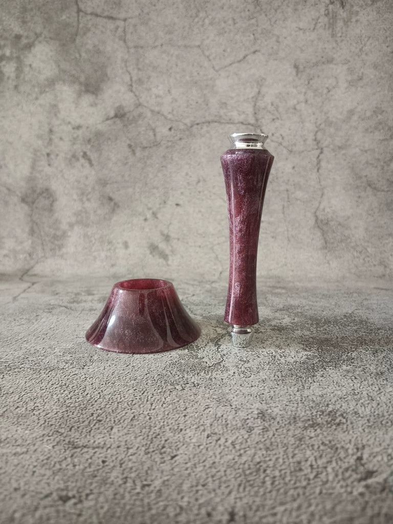 Burgundy Marbled Resin Safety Razor and Stand