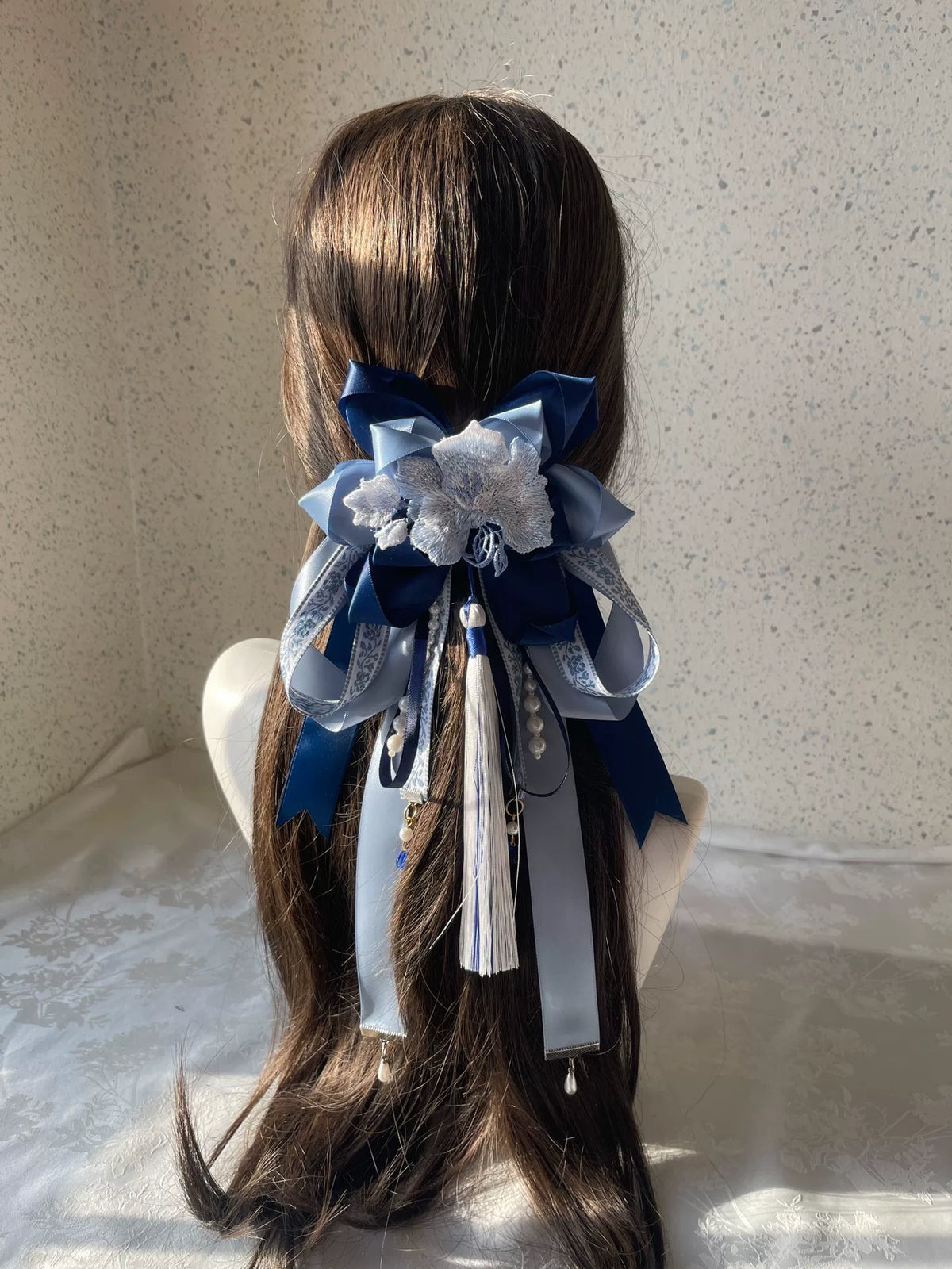 Blue White Lolita Handmade Hair Clip