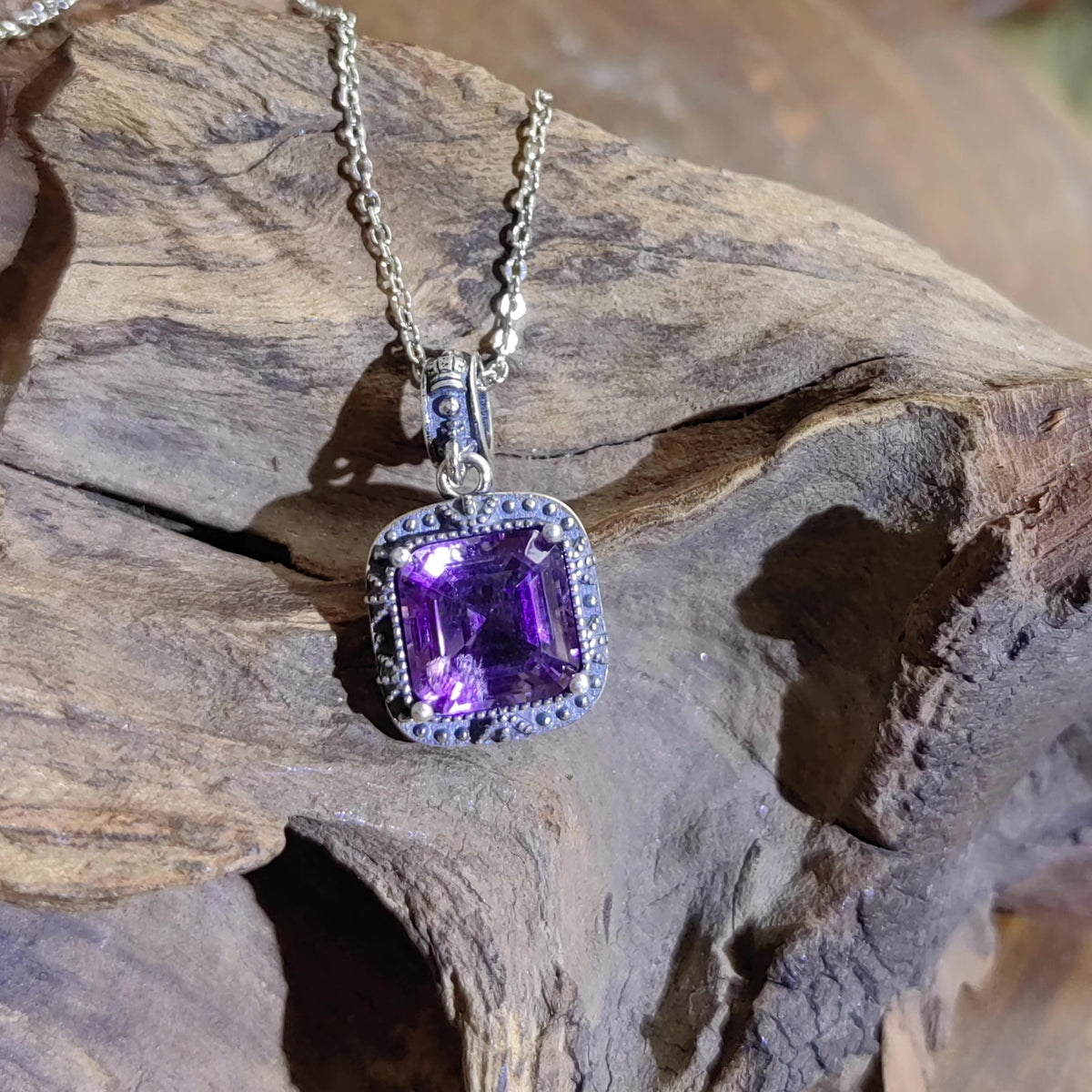 Amethyst Faceted Pendant Necklace