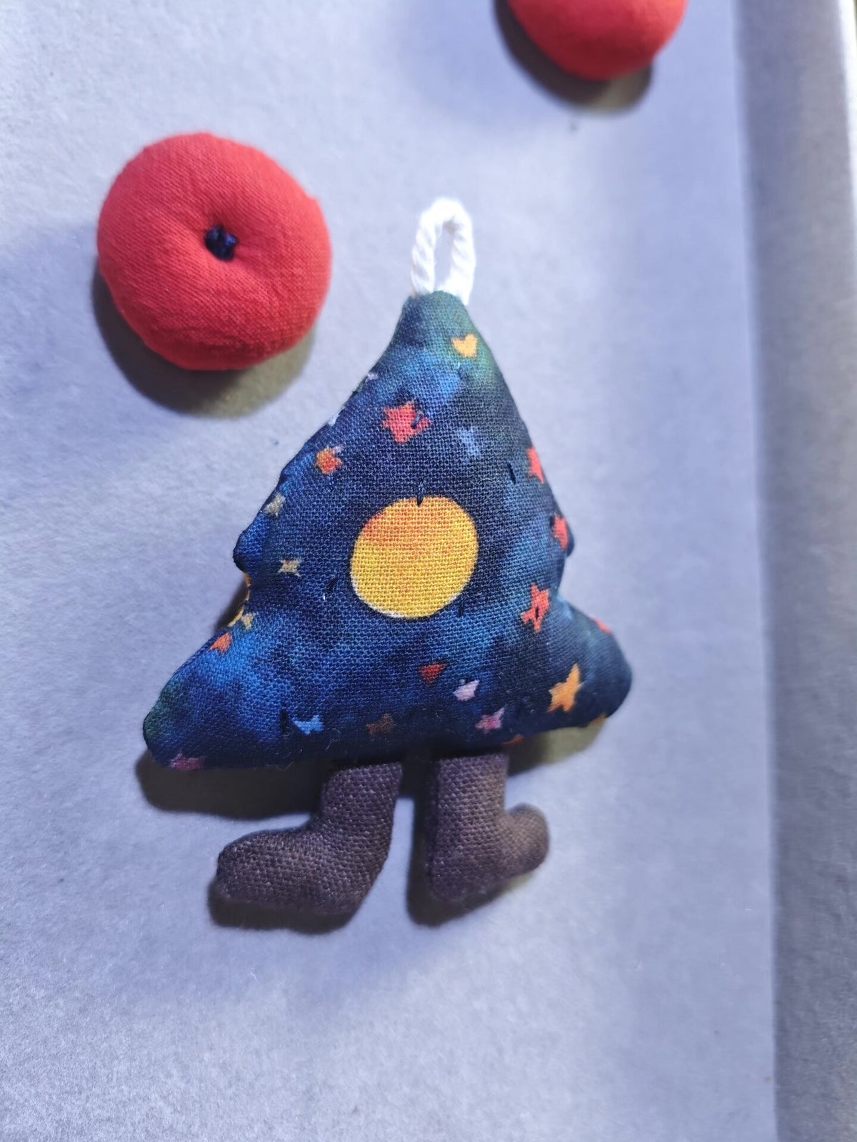 Handmade Dark Blue Tree Plush Ornament